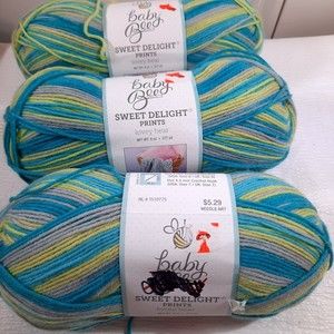 Yarn-bee Baby Bee Sweet Delight Prints yarn Lovey bear #413 blue green varigated